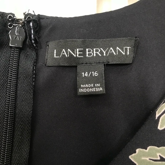 Lane Bryant 14 16 1X Black Pink Red Floral Midi Dress - Picture 5 of 6